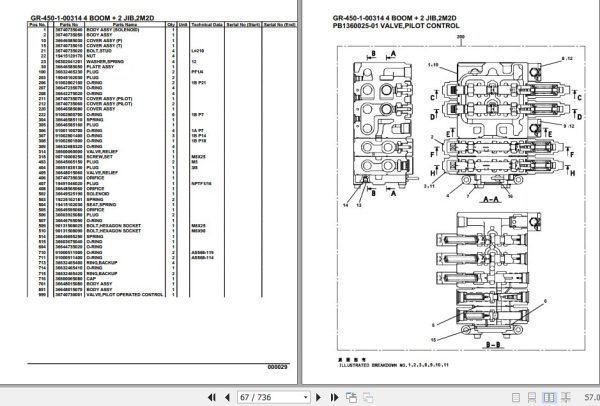Tadano Rough Terrain Crane GR 450 1 00314 4 Boom 2 Jib 2 2M2D Parts Catalog 2