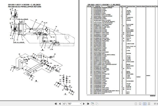 Tadano Rough Terrain Crane GR 500 1 00311 4 Boom 2 Jib 2M2D Parts Catalog 2