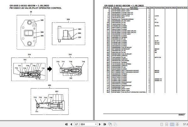 Tadano Rough Terrain Crane GR 500E 2 00302 4 Boom 2 Jib 2M2D Parts Catalog 2