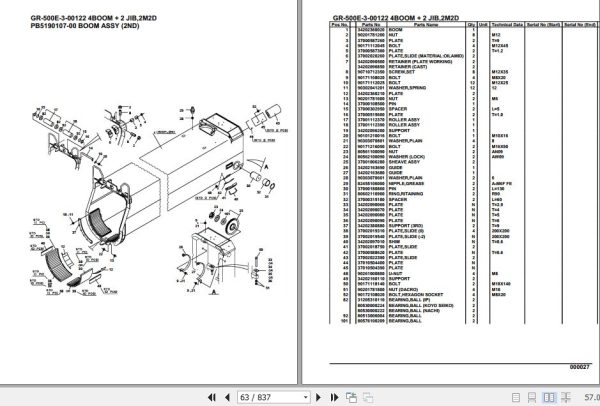 Tadano Rough Terrain Crane GR 500E 3 00122 4 Boom 2 Jib 2M2D Parts Catalog 2