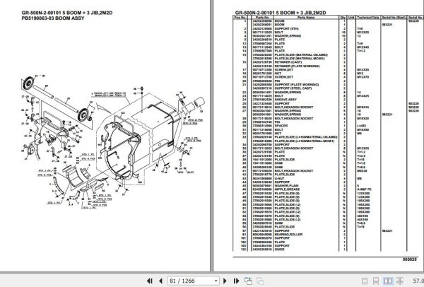Tadano Rough Terrain Crane GR 500N 2 00101 5 Boom 3 Jib 2M2D Parts Catalog 2