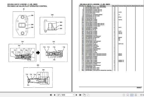 Tadano Rough Terrain Crane GR 550 2 00151 4 Boom 2 Jib 2M2D Parts Catalog 2