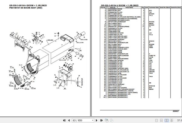 Tadano Rough Terrain Crane GR 550 3 00104 4 Boom 2 Jib 2M2D Parts Catalog 2