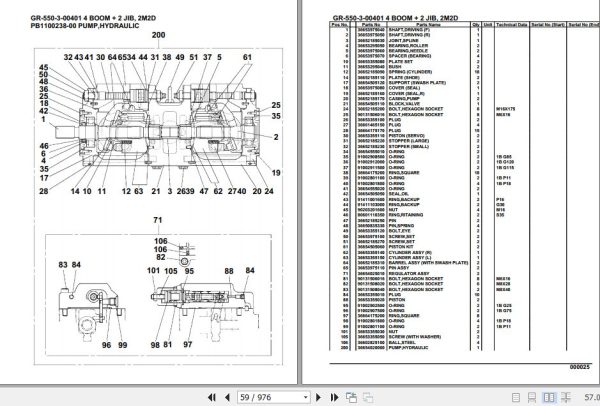 Tadano Rough Terrain Crane GR 550 3 00401 4 Boom 2 Jib 2M2D Parts Catalog 2