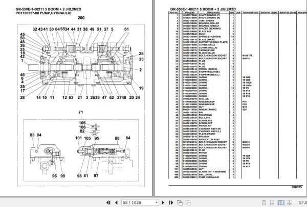 Tadano Rough Terrain Crane GR 550E 1 00211 5 Boom 2 Jib 2M2D Parts Catalog 2