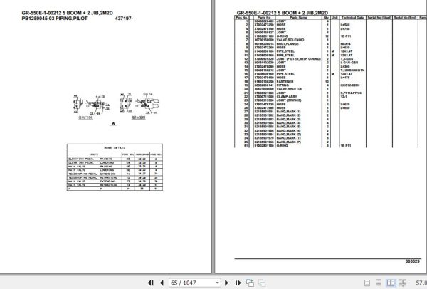 Tadano Rough Terrain Crane GR 550E 1 00212 5 Boom 2 Jib 2M2D Parts Catalog 2