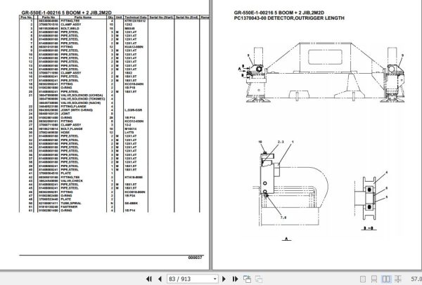 Tadano Rough Terrain Crane GR 550E 1 00216 5 Boom 2 Jib 2M2D Parts Catalog 2