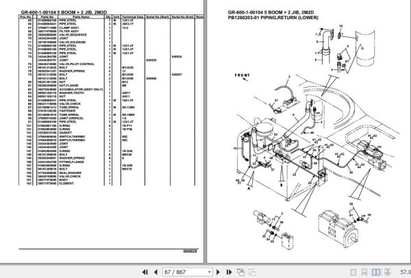 Tadano Rough Terrain Crane GR 600 1 00104 5 Boom 2 Jib 2M2D Parts Catalog 2