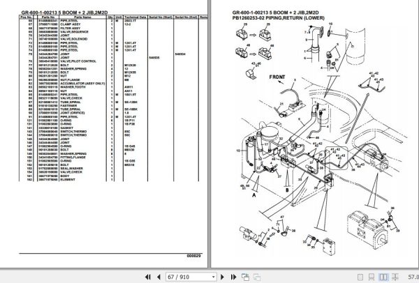 Tadano Rough Terrain Crane GR 600 1 00213 5 Boom 2 Jib 2M2D Parts Catalog 2