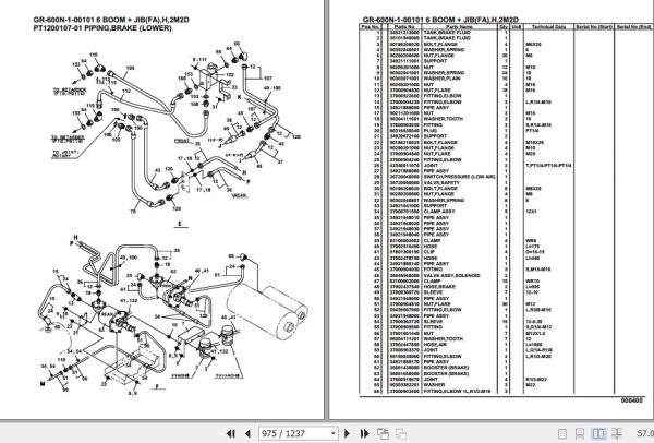Tadano Rough Terrain Crane GR 600N 1 00101 6 Boom Jib FA H 2M2D Parts Catalog 2