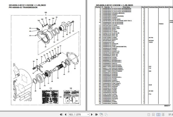 Tadano Rough Terrain Crane GR 600N 2 00101 6 Boom 2 Jib 2M2D Parts Catalog 2