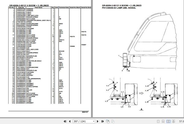 Tadano Rough Terrain Crane GR 600N 2 00121 6 Boom 2 Jib 2M2D Parts Catalog 2