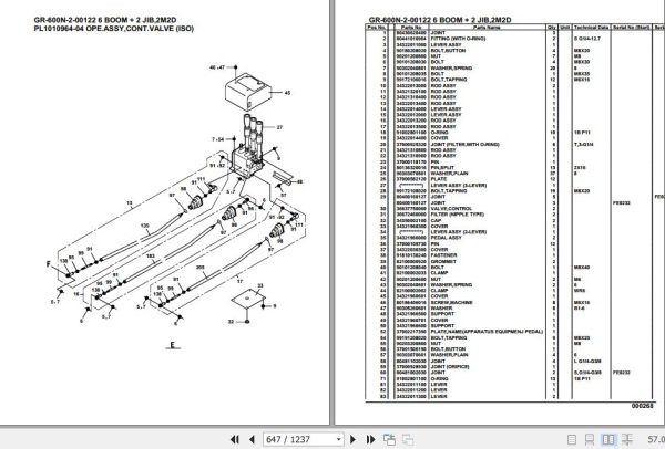 Tadano Rough Terrain Crane GR 600N 2 00122 6 Boom 2 Jib 2M2D Parts Catalog 2