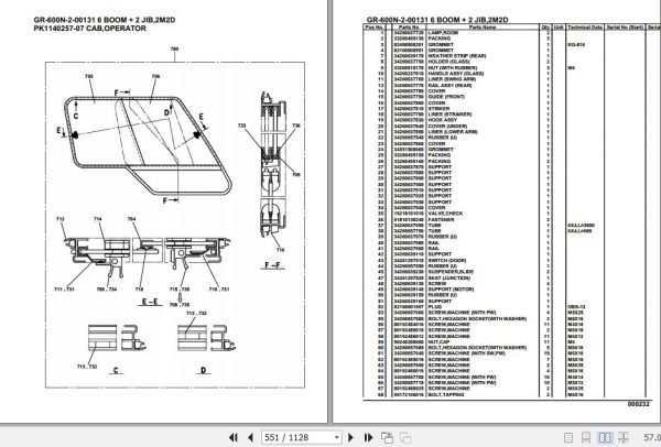 Tadano Rough Terrain Crane GR 600N 2 00131 6 Boom 2 Jib 2M2D Parts Catalog 2