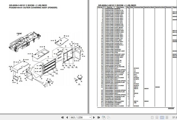 Tadano Rough Terrain Crane GR 600N 3 00101 5 Boom 2 Jib 2M2D Parts Catalog 2