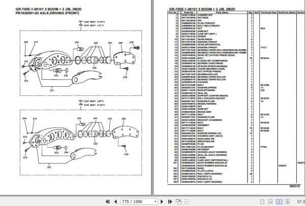 Tadano Rough Terrain Crane GR 700E 1 00101 5 Boom 2 Jib 2M2D Parts Catalog 2
