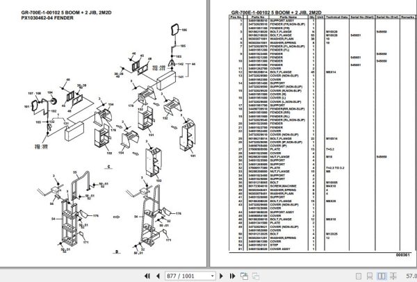 Tadano Rough Terrain Crane GR 700E 1 00102 5 Boom 2 Jib 2M2D Parts Catalog 2