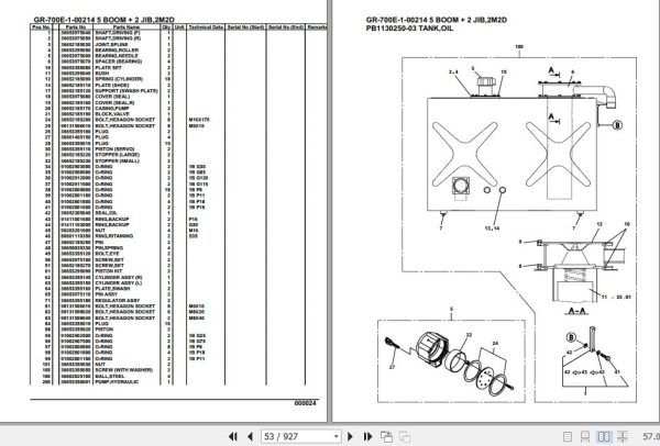 Tadano Rough Terrain Crane GR 700E 1 00214 5 Boom 2 Jib 2M2D Parts Catalog 2