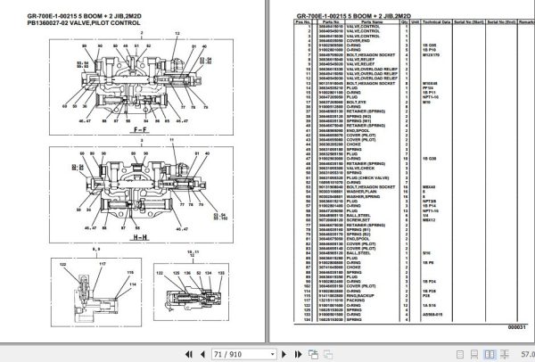 Tadano Rough Terrain Crane GR 700E 1 00215 5 Boom 2 Jib 2M2D Parts Catalog 2
