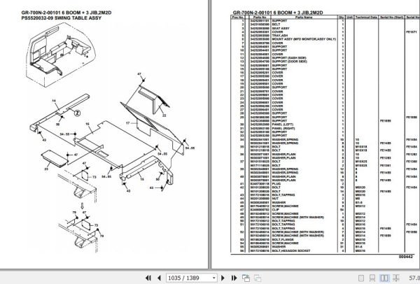 Tadano Rough Terrain Crane GR 700N 2 00101 6 Boom 3 Jib 2M2D Parts Catalog 2