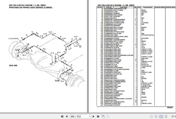 Tadano Rough Terrain Crane GR 750 2 00105 5 Boom 2 Jib 2M2D Parts Catalog 2