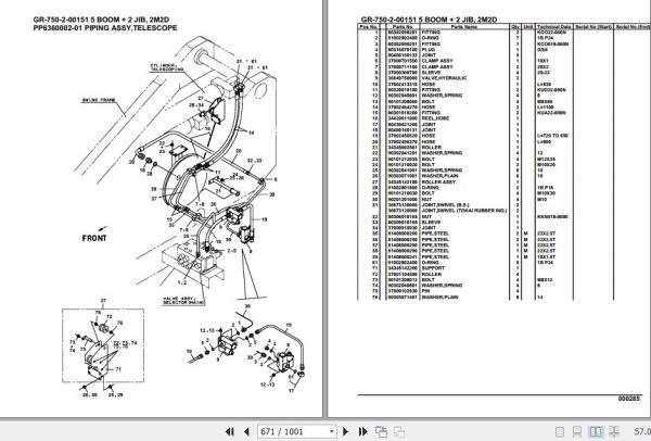 Tadano Rough Terrain Crane GR 750 2 00151 5 Boom 2 Jib 2M2D Parts Catalog 2