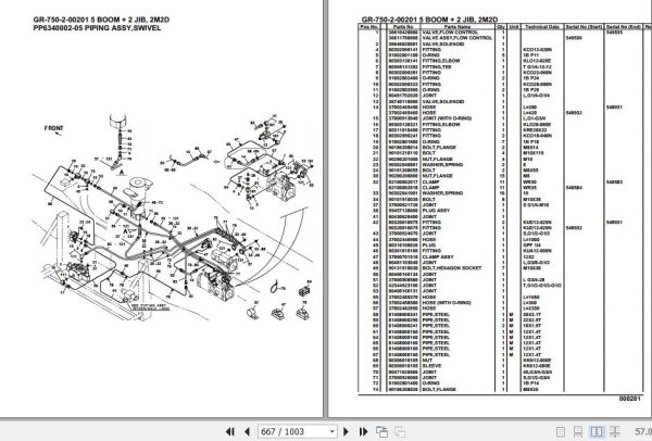 Tadano Rough Terrain Crane GR 750 2 00201 5 Boom 2 Jib 2M2D Parts Catalog 2