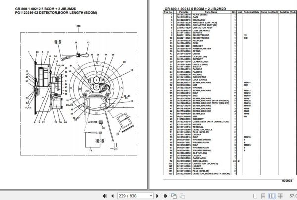 Tadano Rough Terrain Crane GR 800 1 00212 5 Boom 2 Jib 2M2D Parts Catalog 2