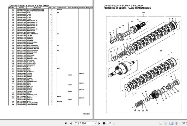 Tadano Rough Terrain Crane GR 800 1 00251 5 Boom 2 Jib 2M2D Parts Catalog 2
