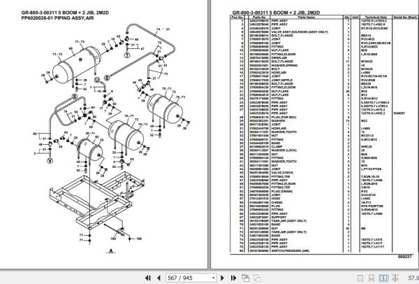 Tadano Rough Terrain Crane GR 800 3 00311 5 Boom 2 Jib 2M2D Parts Catalog 2
