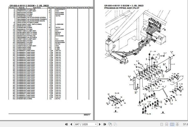 Tadano Rough Terrain Crane GR 800 4 00101 5 Boom 2 Jib 2M2D Parts Catalog 2