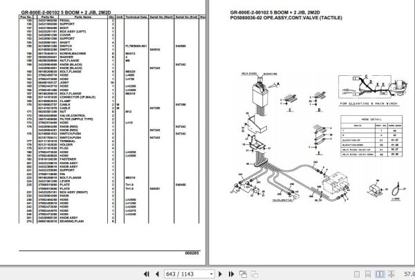 Tadano Rough Terrain Crane GR 800E 2 00102 5 Boom 2 Jib 2M2D Parts Catalog 2