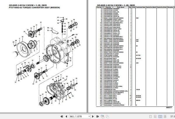 Tadano Rough Terrain Crane GR 800E 2 00104 5 Boom 2 Jib 2M2D Parts Catalog 2