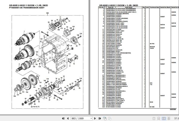 Tadano Rough Terrain Crane GR 800E 2 00201 5 Boom 2 Jib 2M2D Parts Catalog 2