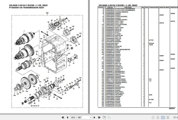 Tadano Rough Terrain Crane GR 800E 3 00104 5 Boom 2 Jib 2M2D Parts Catalog 2