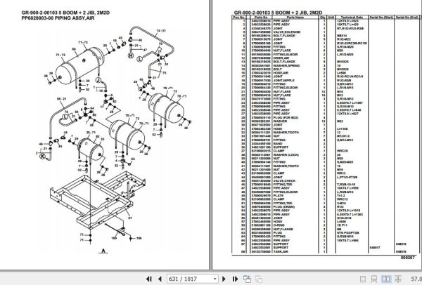 Tadano Rough Terrain Crane GR 900 2 00103 5 Boom 2 Jib 2M2D Parts Catalog 2