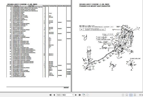Tadano Rough Terrain Crane GR 900 3 00311 5 Boom 2 Jib 2M2D Parts Catalog 2