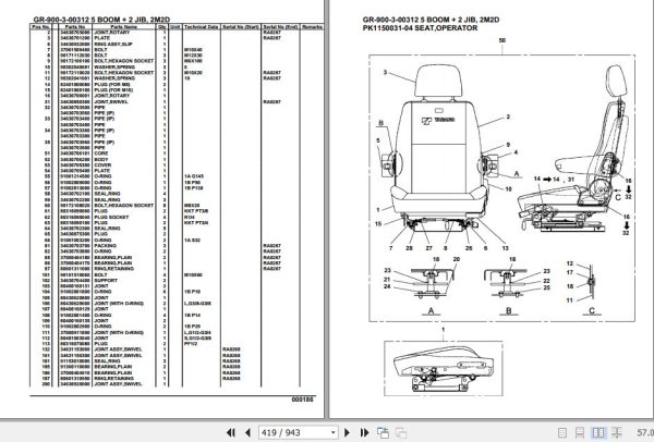 Tadano Rough Terrain Crane GR 900 3 00312 5 Boom 2 Jib 2M2D Parts Catalog 2