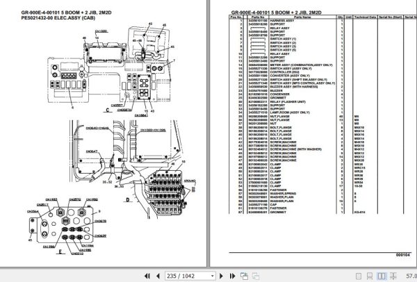 Tadano Rough Terrain Crane GR 900E 4 00101 5 Boom 2 Jib 2M2D Parts Catalog 2