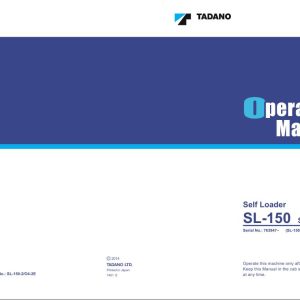 Tadano Self Loader SL 150 2 Operation Manual SL 150 2 O4 2E 2014 1