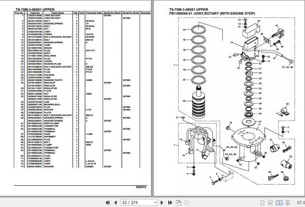 Tadano Telescopic Truck Crane TS 70M 3 00001 Upper Parts Catalog 2