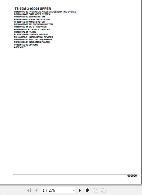 Tadano Telescopic Truck Crane TS 70M 3 00004 Upper Parts Catalog 1
