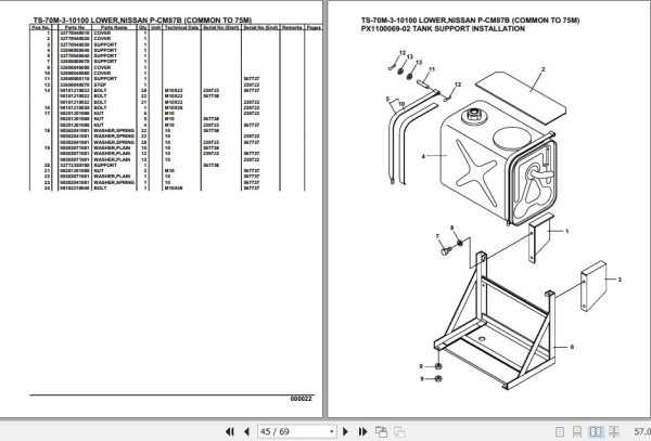 Tadano Telescopic Truck Crane TS 70M 3 10100 Lower Nissan P CM87B Common To 75m Parts Catalog 2
