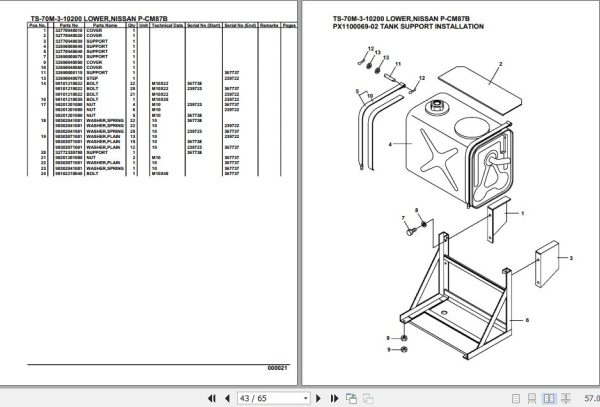 Tadano Telescopic Truck Crane TS 70M 3 10200 Lower Nissan P CM87B Parts Catalog 2