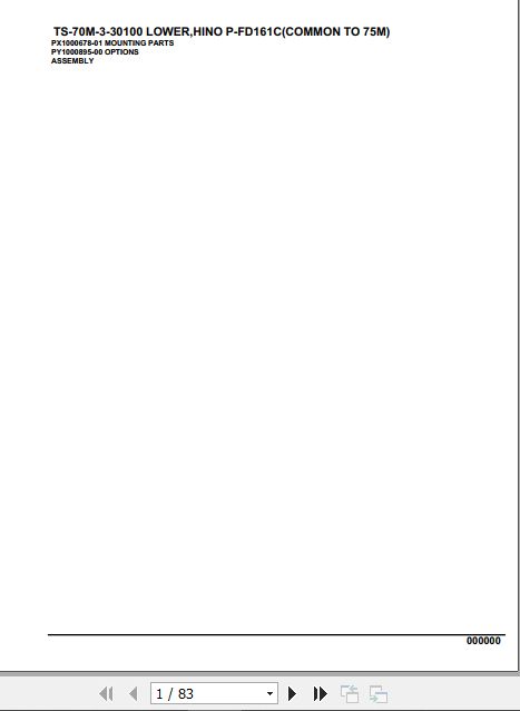 Tadano Telescopic Truck Crane TS 70M 3 30100 Lower Hino P FD161C Common To 75m Parts Catalog 1