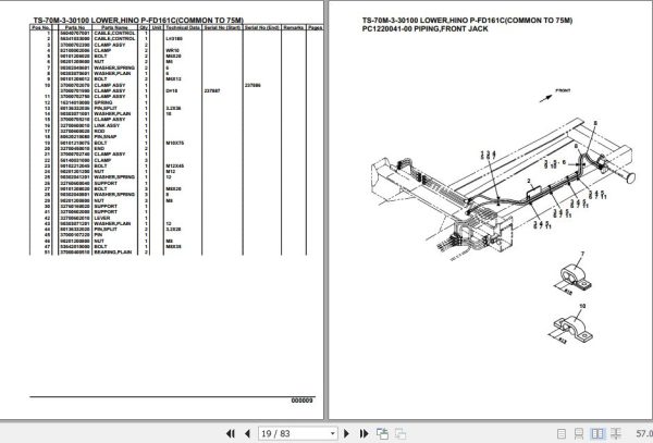 Tadano Telescopic Truck Crane TS 70M 3 30100 Lower Hino P FD161C Common To 75m Parts Catalog 2