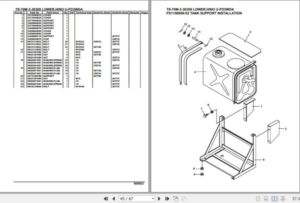 Tadano Telescopic Truck Crane TS 70M 3 30300 Lower Hino U FD3WDA Parts Catalog 2