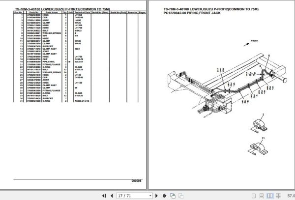 Tadano Telescopic Truck Crane TS 70M 3 40100 Lower Isuzu P FRR12 Common To 75m Parts Catalog 2