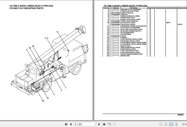 Tadano Telescopic Truck Crane TS 70M 3 40200 Lower Isuzu P FRR12DA Parts Catalog 2