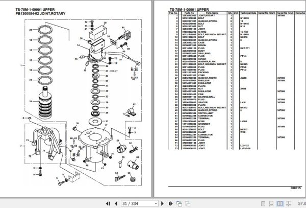 Tadano Telescopic Truck Crane TS 75M 1 00001 Upper Parts Catalog 2